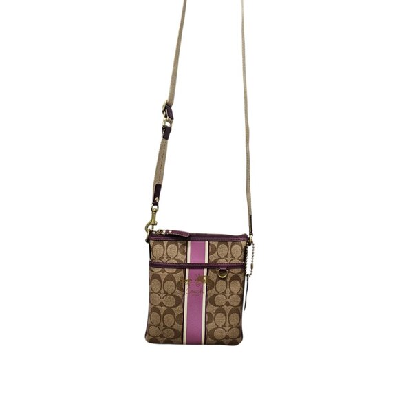 Coach Heritage Stripe Swingpack Monogram Signature Purple Crossbody Bag - Picture 10 of 10
